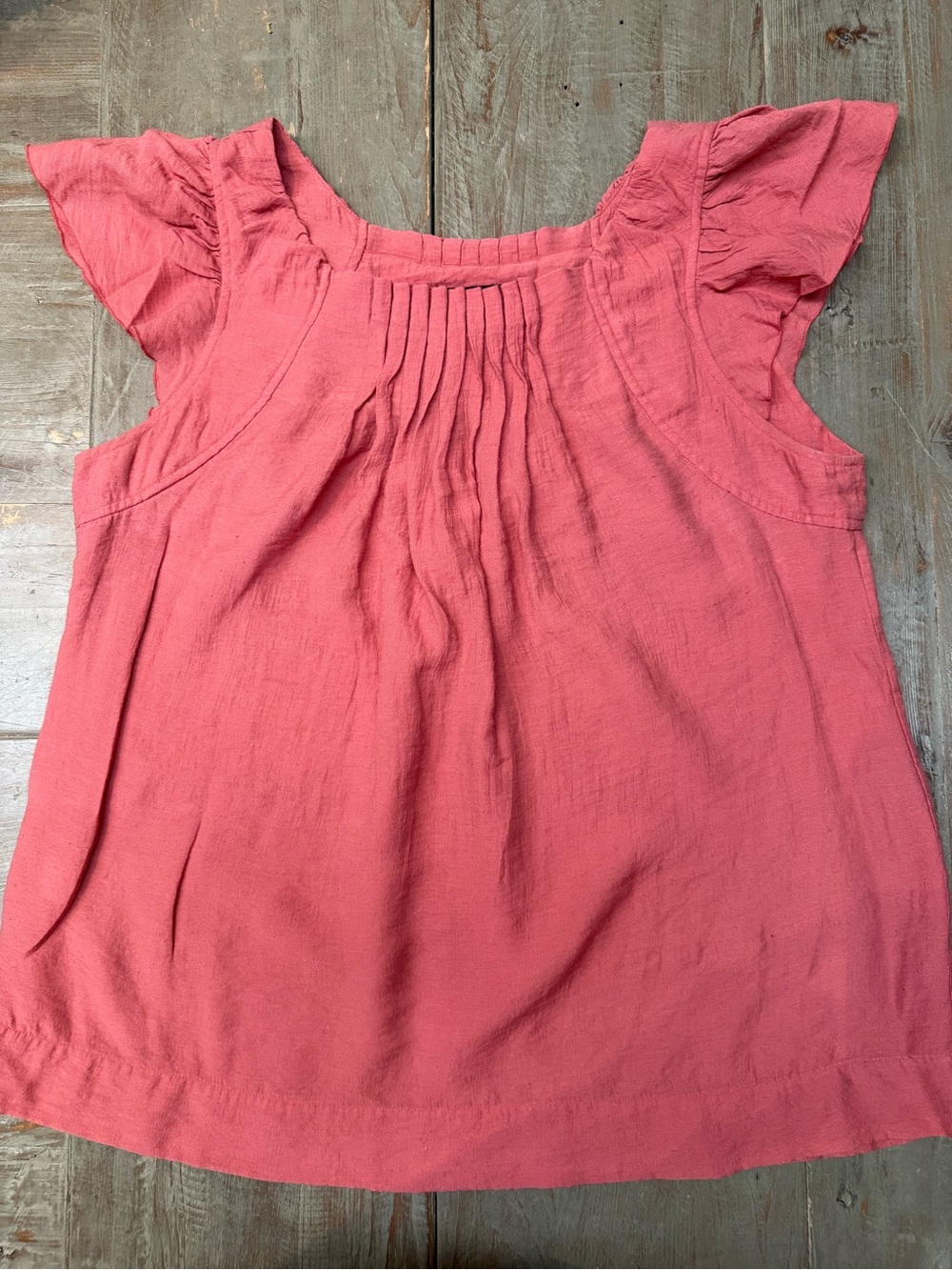BCBG ruffle sleeve pleated top  - coral color